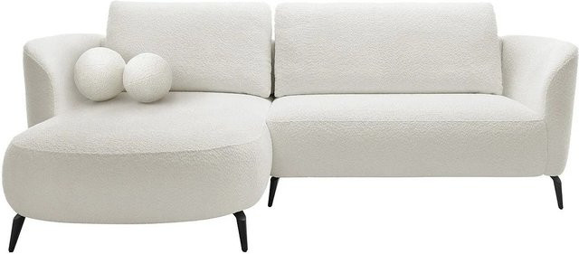 Vente-unique Schlafsofa Aremia in Weiß mit Bouclé-Stoff, L-Form links, Breite: 260 cm - Bild 1