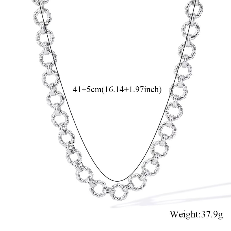 EILIECK Halskette und Armband Set, Edelstahl, Silber, Damen, Punk - Bild 2