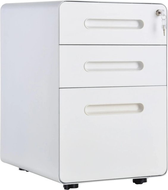 Vinsetto Rollcontainer mit 3 Schubladen in Weiß für Home Office, B/T/H: 39 x 48 x 59 cm - Bild 1
