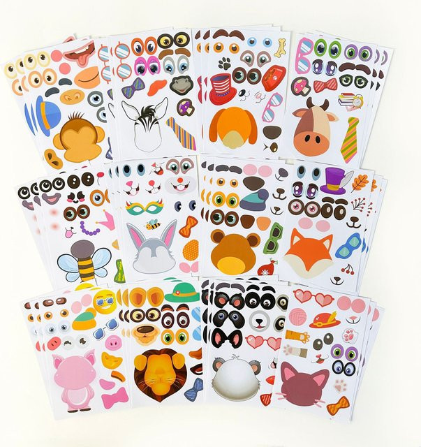 Datgo Kinder-Anzieh-Puzzle-Aufkleber, Tiere, Nachfüllpack, 36 Blatt - Bild 1