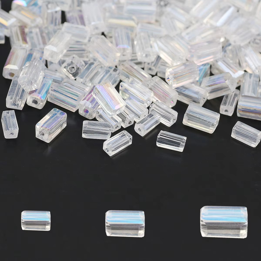 Weiß AB Rechteckige Österreichische Kristall Glas Spacer Perlen, Unisex - Bild 3