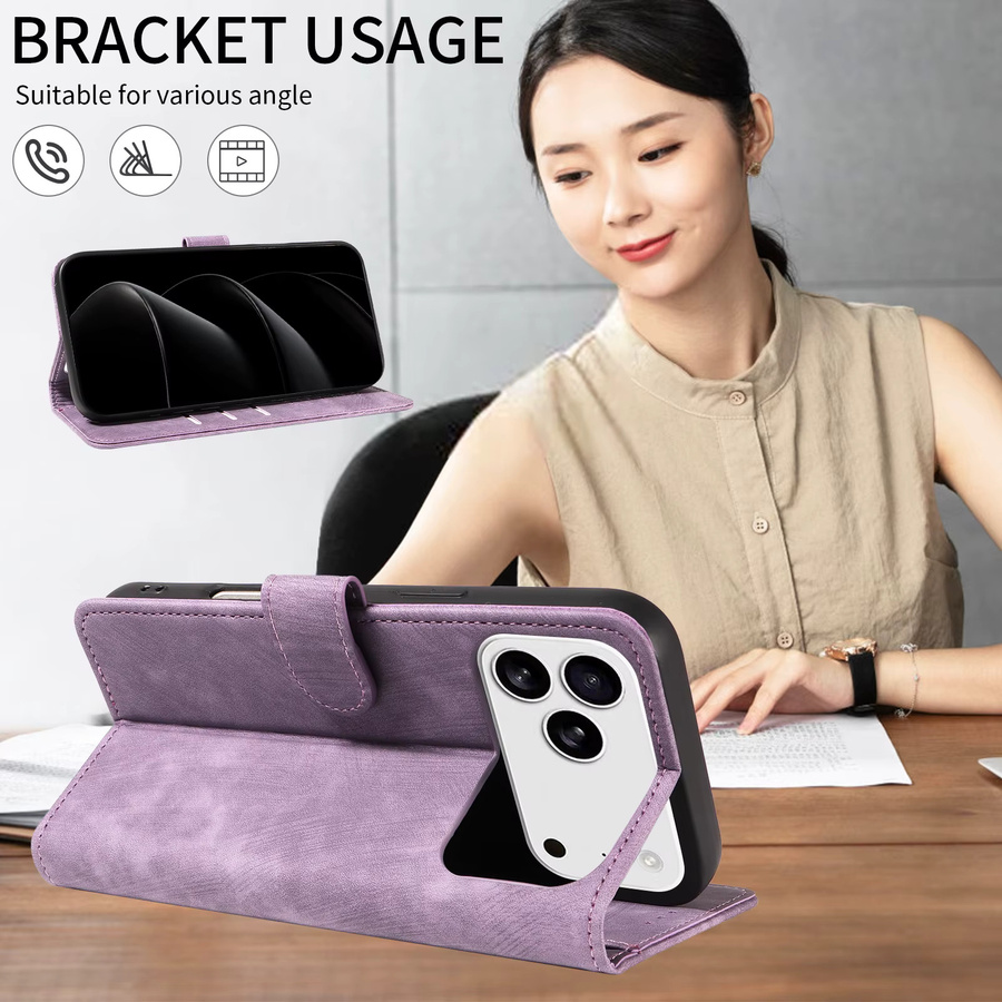 EAACAA TPU-Leder-Handyhülle für iPhone 17 Air 16 Pro Max 15 14 13 12 11 16e mit Kartensteckplatz, Ständer und Brieftaschenfunktion in Lila - Bild 3