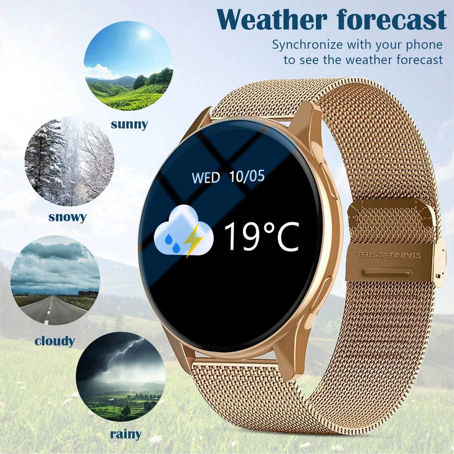 Ola Esporte Smartwatch mit 1,28 Zoll Display für Männer und Frauen in Grau oder Gold mit Sprachanruf-Funktion, Herzfrequenz- und Schlafüberwachung sowie Benachrichtigungs-Vorschau - Bild 4