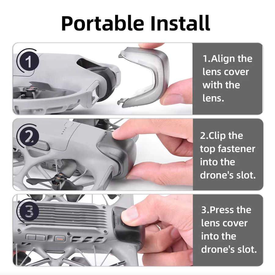 BRDRC Objektivdeckel für DJI Neo 2 Drohne als schützende Gimbal-Abdeckung und Kameraschutz mit Propellerhalterung - Bild 6