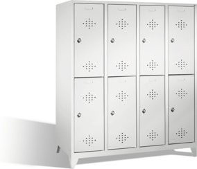 C+P Doppelstockspind Classic auf Füßen mit 8 Fächern, Farbe Lichtgrau, H: 185 cm, B: 159 cm, T: 50 cm - Bild 1