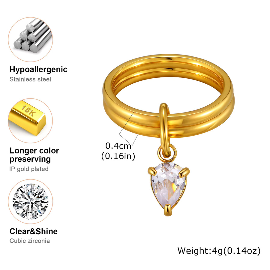 Meaeguet Ring Edelstahl, Gold, Zirkonia, Damen, offenes Kreuz - Bild 1