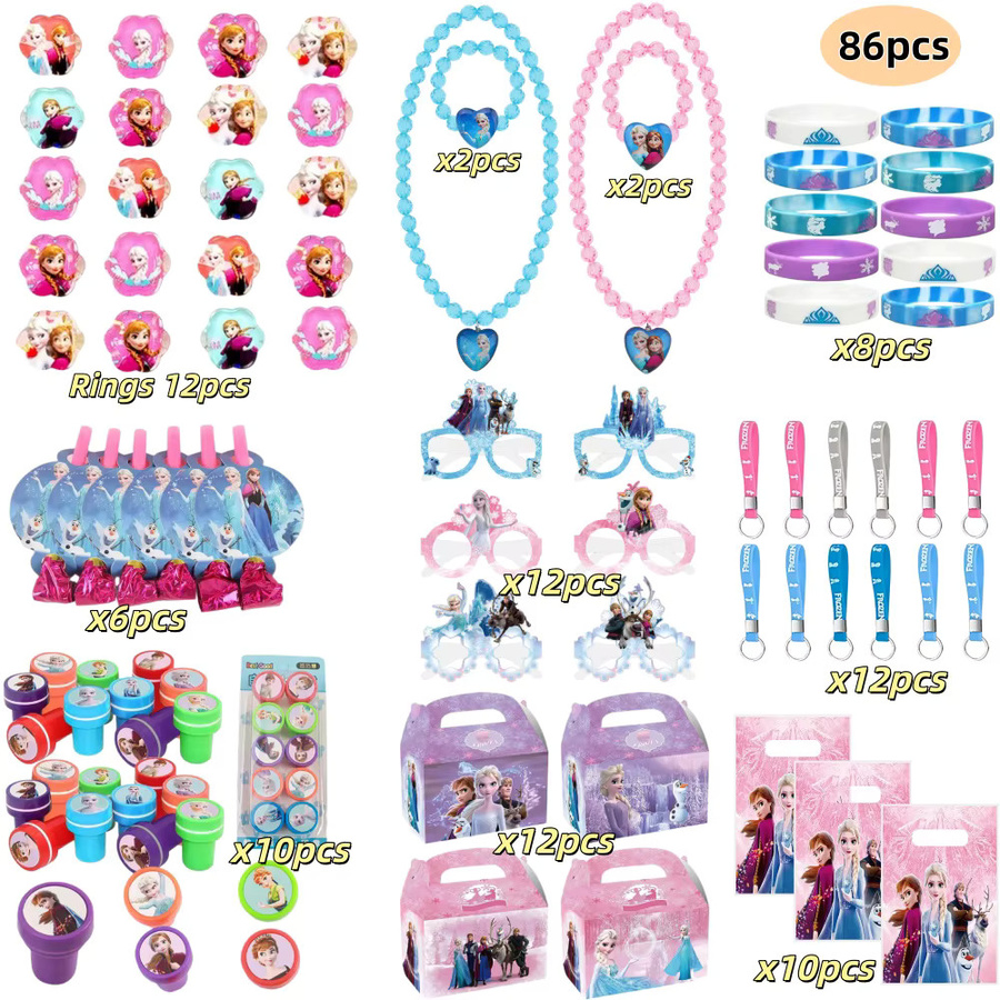 Hasbro Schneeprinzessin Geburtstagsparty Dekoration Set mit Tellern, Bechern, Pommes-Frites-Box, Stempel, Halskette und Ring in Multicolour - Bild 2