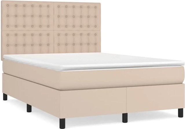 vidaXL Boxspringbett Hybrid mit Taschenfederkern in Braun und Beige, B/T: 140 x 190 cm - Bild 1