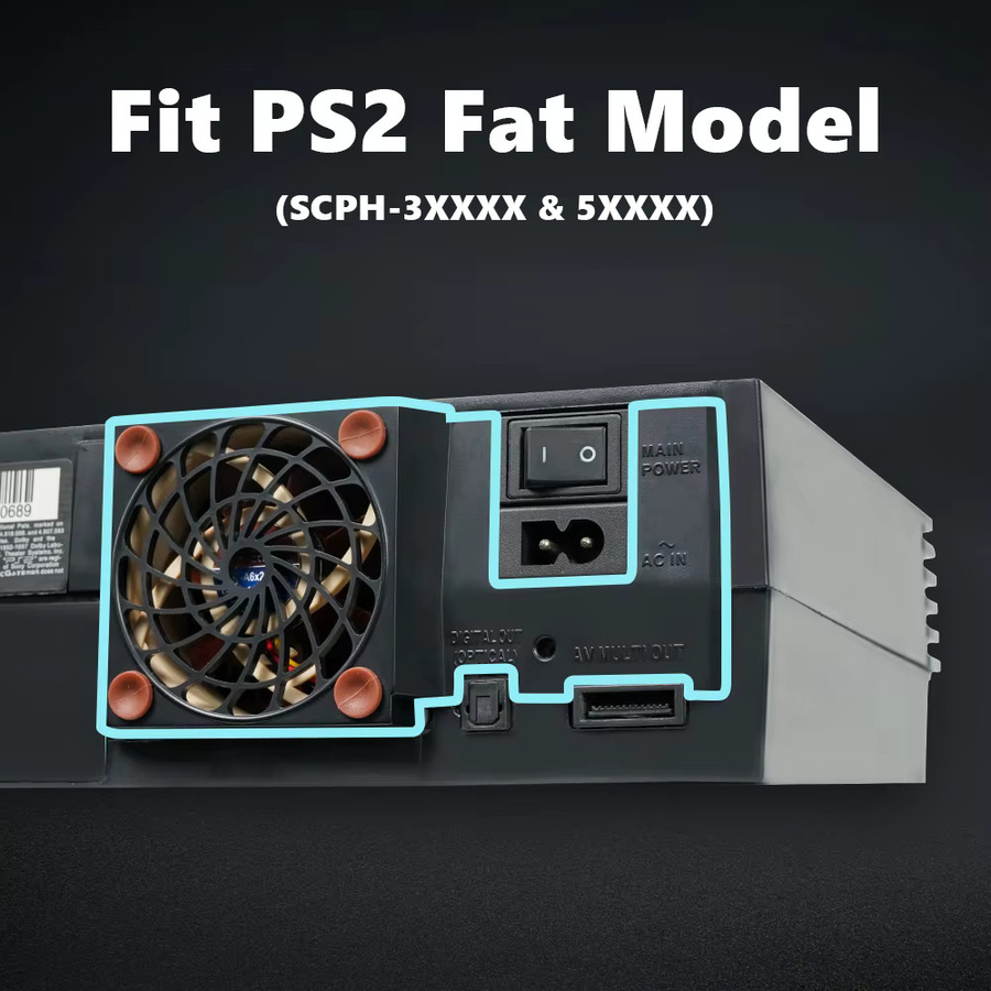 TicKnot Silent Upgrade Lüfterhalterung für Playstation 2 Fat Console SCPH-3XXXX & SCPH-5XXXX mit Noctua Lüfter-Kit in Schwarz - Bild 2