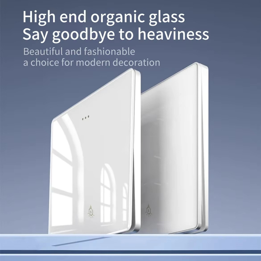Weißes Glaswand-Quadrat-Schalttafel mit 16 A-Buchse, USB-Typ-C und Netz-TV-Tel-Anschluss, EU-UK-Standard - Bild 2
