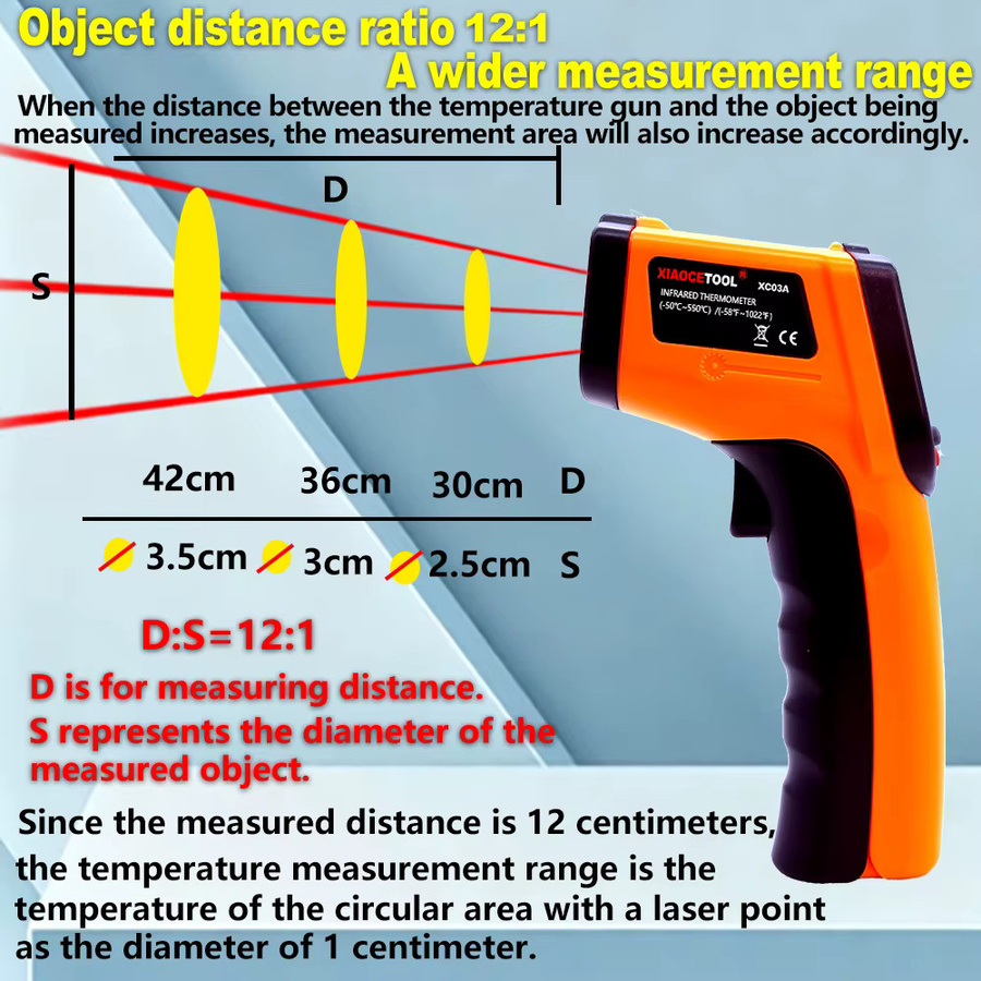 BSIDE Digitales Infrarot-Thermometer als berührungsloses Pyrometer für den industriellen Einsatz, Messbereich -50 bis 550 °C, Farbe: Orange - Bild 3