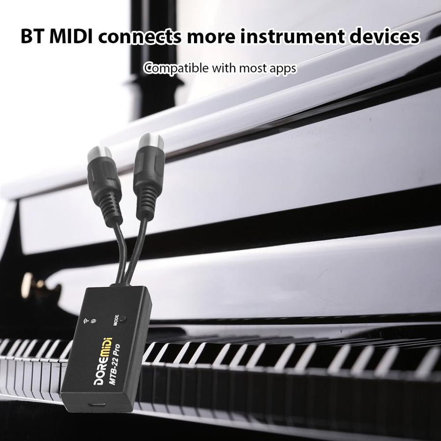 Andoer MIDI zu Wireless Bluetooth 5.0 Adapter mit MIDI IN und MIDI OUT, 5-polig, Schwarz - Bild 4