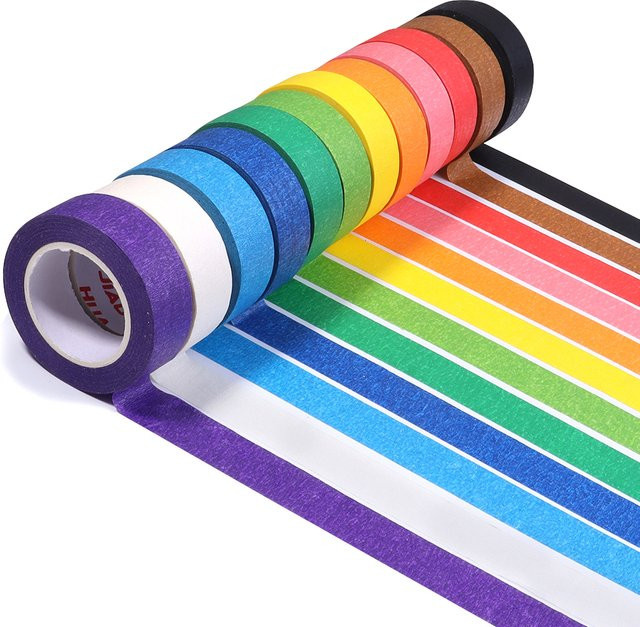 Selbstklebendes Abdeckband aus strukturiertem Papier, bunt, Breite: 2 cm, Länge: 13 m - Bild 1