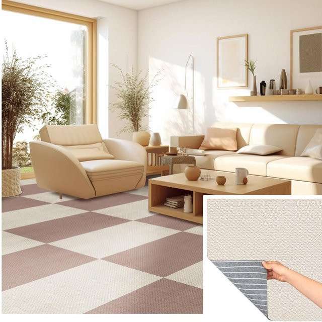 Modulare Teppichfliesen mit weicher Schlaufenoberfläche in Grün, rutschfest und gepolstert für deinen Balkon oder DIY-Bodenbelag - Bild 1