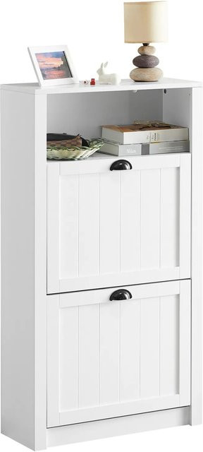 SoBuy Schuhkipper Schuhschrank mit 2 Klappen in Weiß FSR87-K-W, H: 110 cm, B: 60 cm, T: 24 cm - Bild 1
