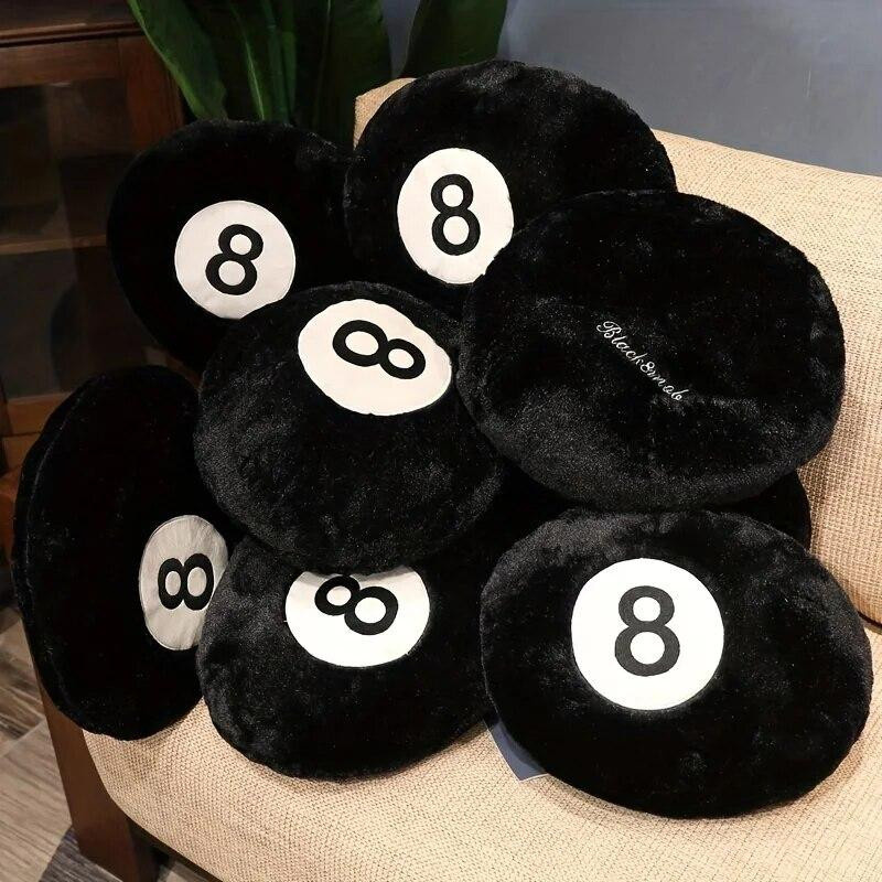Schwarzes 8 Billard Kissen aus Plüsch für Sofa und Dekoration, B/B/B: 35 x 35 x 35 cm - Bild 4