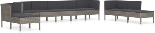 vidaXL 10-tlg Garten-Lounge-Set aus Poly Rattan in Anthrazit mit Auflagen und Kissen - Bild 1