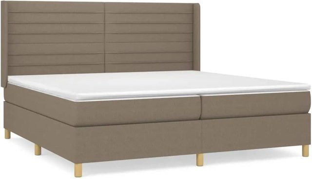 vidaXL Boxspringbett Hybrid mit Matratze und Kopfteil in Taupe, B/T/H: 203 x 203 x 118 cm - Bild 1