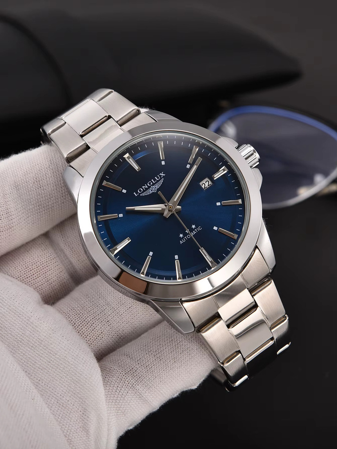 LONGLUX Armbanduhr Automatik, Edelstahl, Blau, Herren - Bild 2