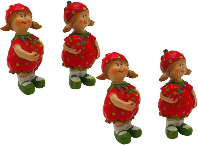 Dekohelden24 4er Set Erdbeerfiguren aus Keramik in Rot, B/T/H: 2 x 3 x 6 cm pro Figur - Bild 1