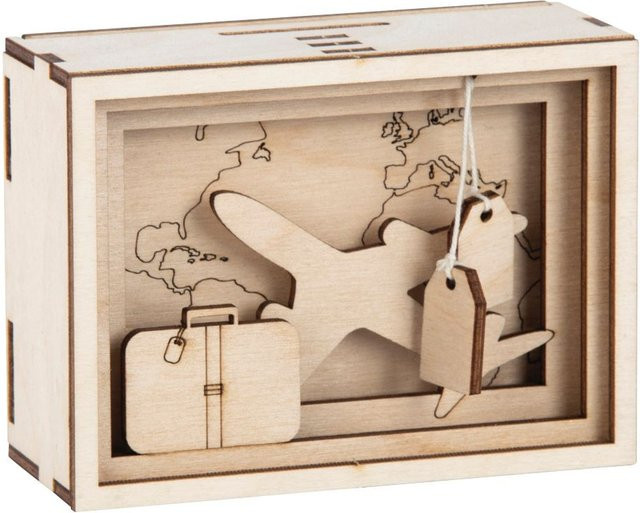 Holzbausatz Spardose Journey von Rayher in Beige aus Sperrholz, H x B x T: 12,0 x 11,5 x 8,5 cm - Bild 1