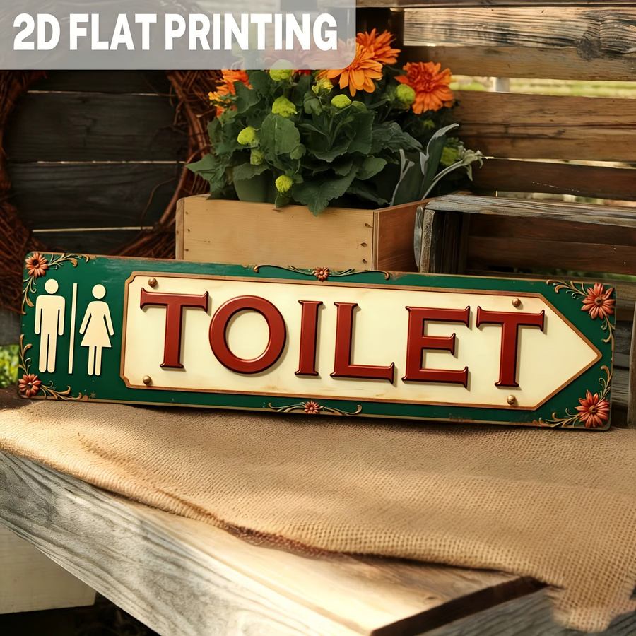 HELLOYOUNG Vintage WC Metallschild als Wanddekoration für Badezimmer und Waschraum, Mehrfarbig - Bild 2
