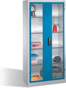 C+P Werkzeugschrank mit Sichtfenster-Drehtüren, 4 Böden, Front Lichtblau, Korpus Lichtgrau, H: 195,0 cm, B: 93,0 cm, T: 50,0 cm - Bild 1