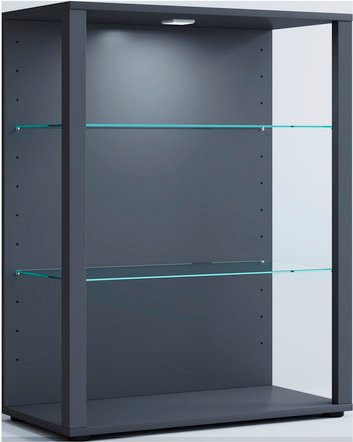 VCM Standvitrine Glasol in Grau mit Glastüren, B/T/H: 70 x 35 x 90 cm