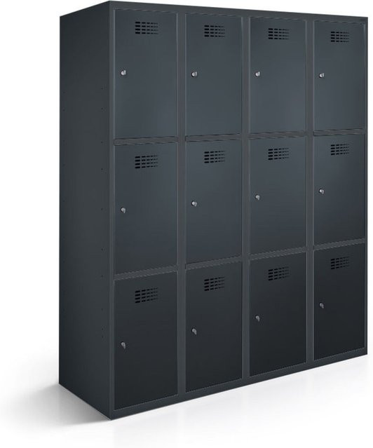 rotstahl Fächerschrank mit 12 Fächern in Anthrazit, B/T/H: 120 x 50 x 180 cm - Bild 1