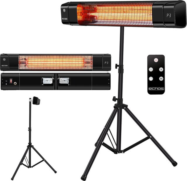 Echos Eco-3507 Heizstrahler mit Stativ, Fernbedienung und 24h Timer, 1500W - Bild 1