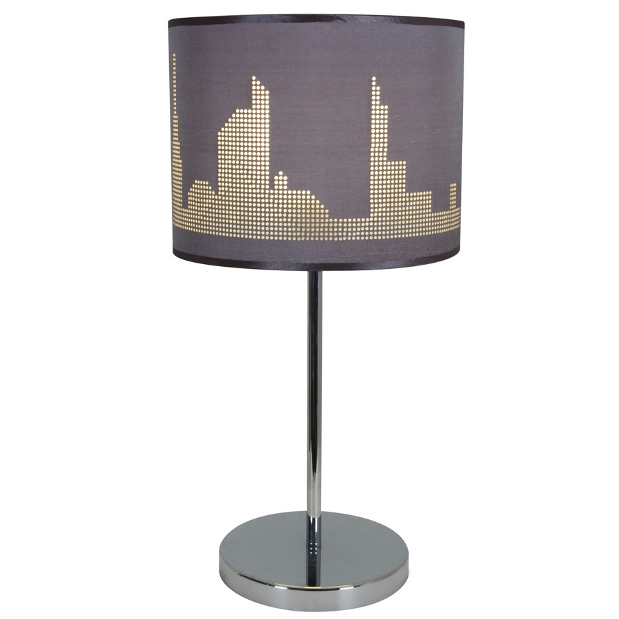 Näve Tischleuchte Manhattan in Grau und Chrom mit Textilschirm, Durchmesser: 28 cm, Höhe: 53 cm - Bild 2