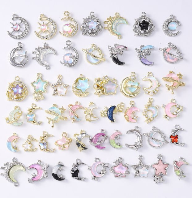Gritavo Charms, Kristall, Mond Stern, Silber, Unisex - Bild 1