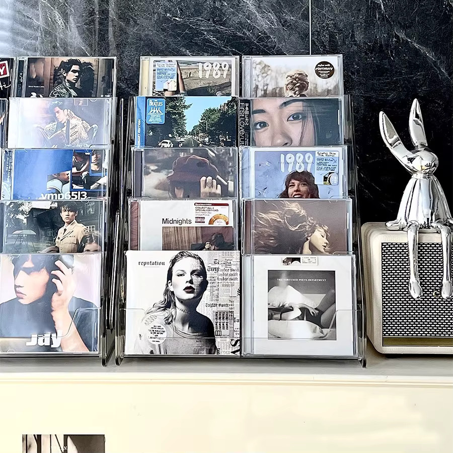Transparentes CD-Rack aus Kunststoff als Aufbewahrungsbox und Präsentationsständer für CDs, Alben und Mini-Discs - Bild 5