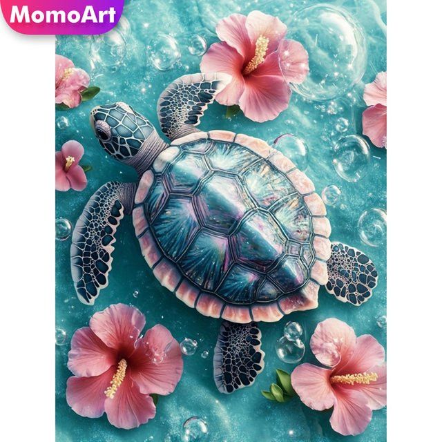 Momoart Diamantgemälde Schildkröte als DIY-Mosaik-Stickerei für Anfänger zur Wandkunst - Bild 1