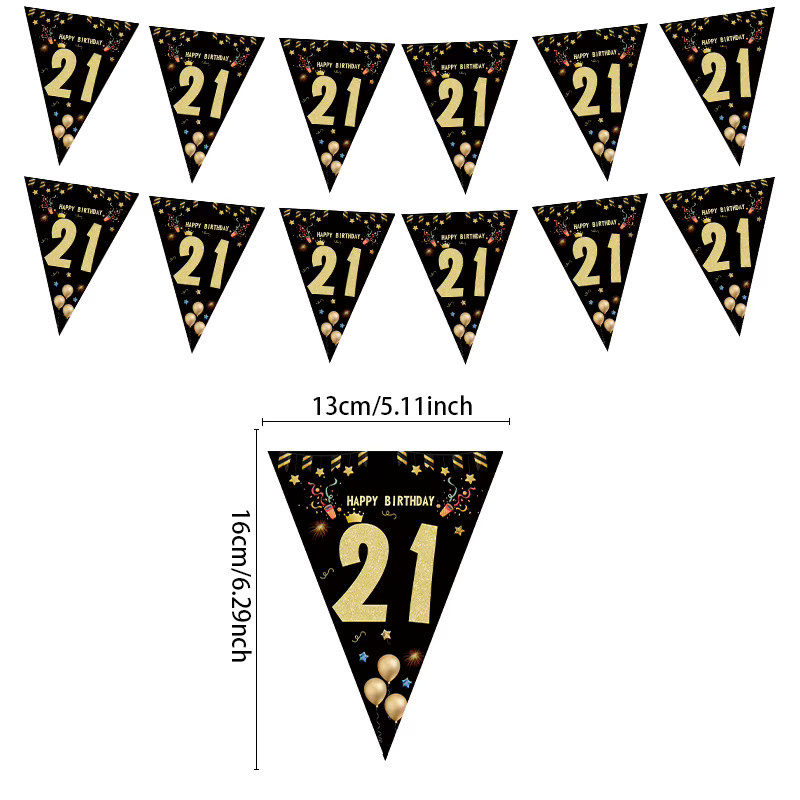 WEIGAO Geburtstag Banner aus Papier in Schwarz und Gold für Erwachsene als Party Dekoration - Bild 2