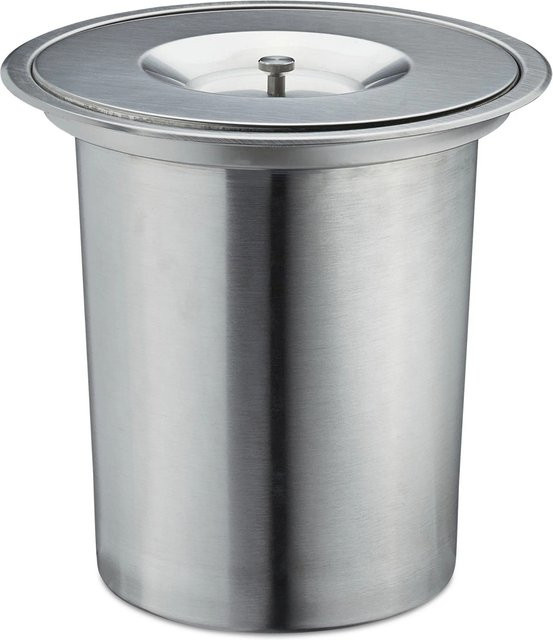 Relaxdays Einbauabfalleimer aus Edelstahl mit Deckel Silber, B: 25 cm, T: 27 cm, H: 8 cm - Bild 1