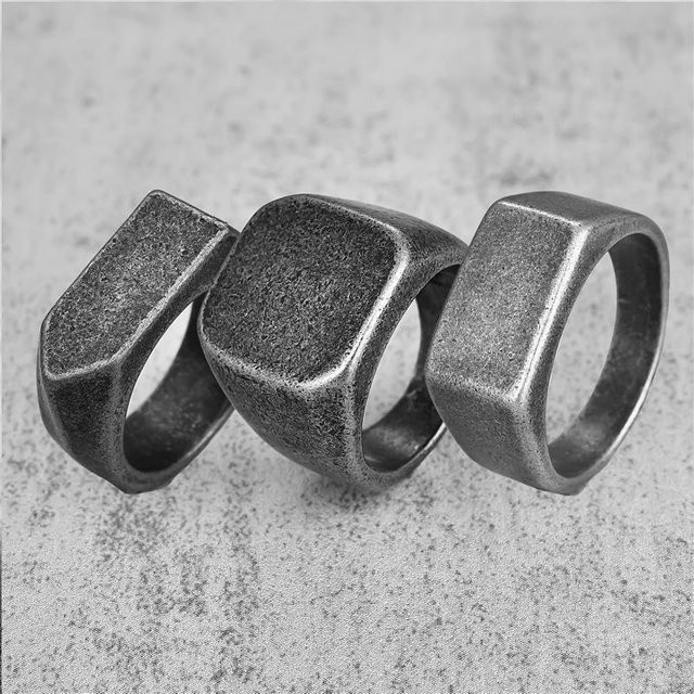 Jiayiqi Ring Edelstahl, Silber, Vintage, Herren - Bild 1