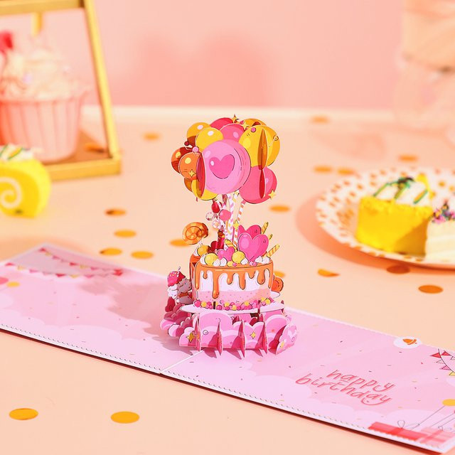 Opjoys 3D Pop-Up-Karte Cartoon-Kuchen aus Papier für Familie und Freunde - Bild 1