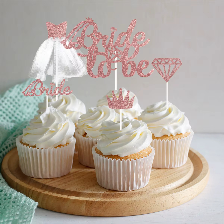 Joy-enlife Kuchen Topper Braut zu sein in Roségold und Pink mit Glitzer-Effekt aus Acryl für Hochzeit und Junggesellinnenabschied - Bild 2
