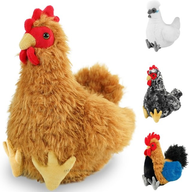 pangcangshu Simulations-Huhn Plüschtier, Cartoon Hahn, 22cm, Bunt / Mehrfarbig - Bild 1