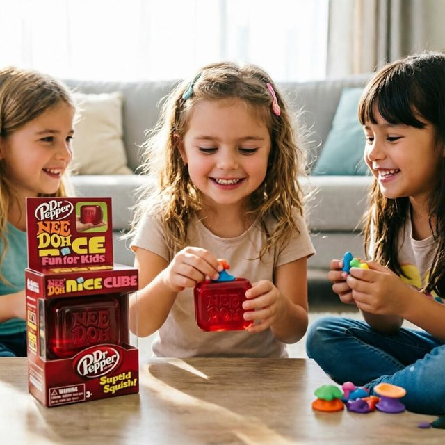 Schylling Needoh Nice Cube, Stressabbau Sensorisches Spielzeug, rot - Bild 1