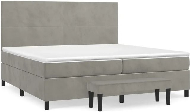 vidaXL Boxspringbett mit Matratze Hybrid-Design in Hellgrau und Weiß, B/T: 200 x 200 cm - Bild 1