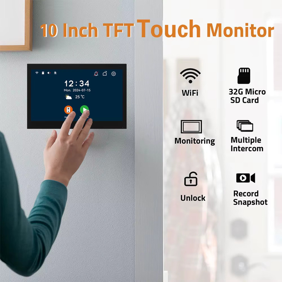 Tuya 2er-Set 1080P 5G WLAN Touch-Monitore für Apartment-Systeme und Heimsicherheit in Schwarz mit NFC-Entsperrung und App-Steuerung - Bild 2