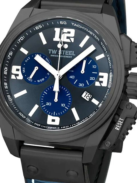 TW Steel Herrenuhr Chronograph, Quarz, Edelstahl, 46 mm, Schwarz, 10 ATM - Bild 1