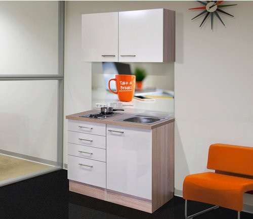 Flex-Well Miniküche Orlando in Kaschmir und beige mit HPL-Arbeitsplatte, Breite: 100 cm, Tiefe: 57 cm, Höhe: 200 cm - Bild 2