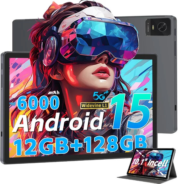 Paitanry Tablet 2025 mit Tastatur, Android 15, 12GB RAM, 128GB ROM, Octa-Core, 5G und WLAN, 6000mAh Akku - Bild 1