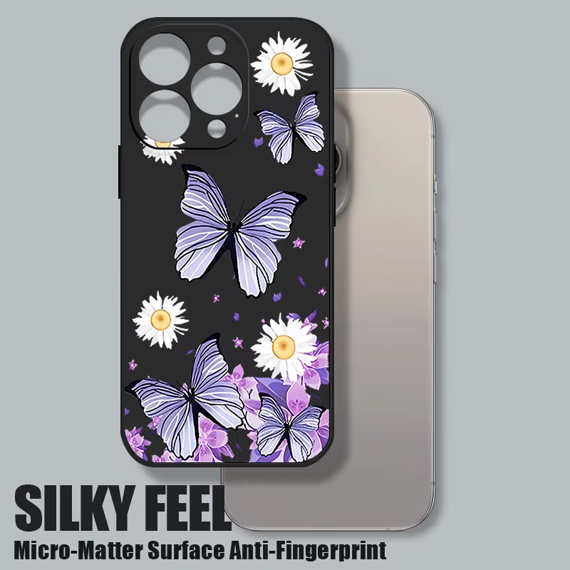Stoßfeste Silikon Handyhülle mit Schmetterlingsmuster für Apple iPhone 16 15 14 13 12 Pro Max in Lila und Multicolour - Bild 3