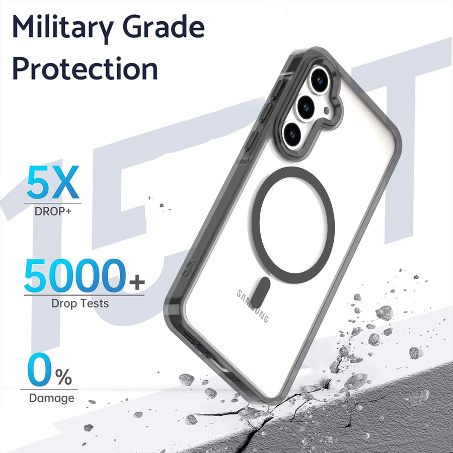 Magnetische kabellose Ladeabdeckung als stoßfeste Hülle für Samsung Galaxy A55 A36 A35 A26 A25 A16 A15 A54 A34 A53 A33 in Schwarz und Transparent - Bild 2