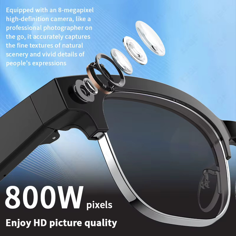 Google Smart Glasses KI-Fotografie-Video-Brille mit 800W Kamera und interaktiver Übersetzungsfunktion in Schwarz - Bild 2