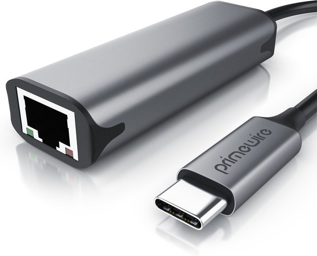 Primewire USB 3.2 Typ C auf RJ45 LAN Netzwerkadapter mit 2.5 GbE in Grau - Bild 1